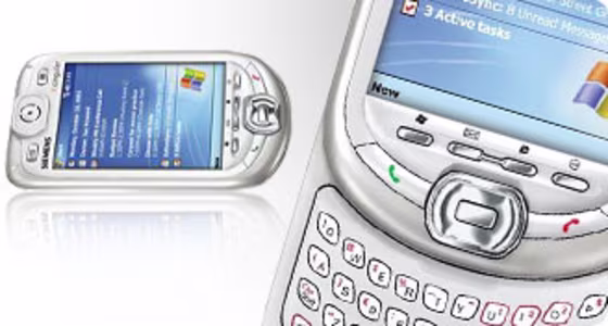 Siemens' SX66 runs on the Windows Mobile platform and has a slide-down keyboard for easy messaging.